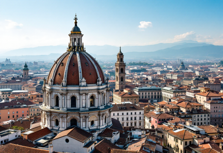 Panorama di Novara con arte e piatti tipici