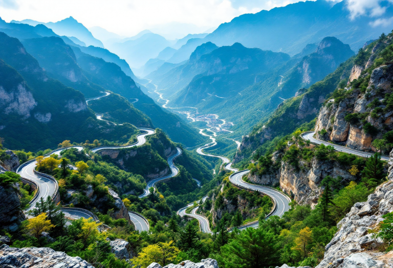 Panorama di Tongtian Avenue, la strada più pericolosa in Cina