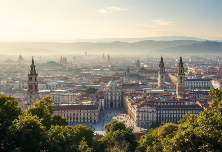 Panorama di Torino con vista su monumenti storici
