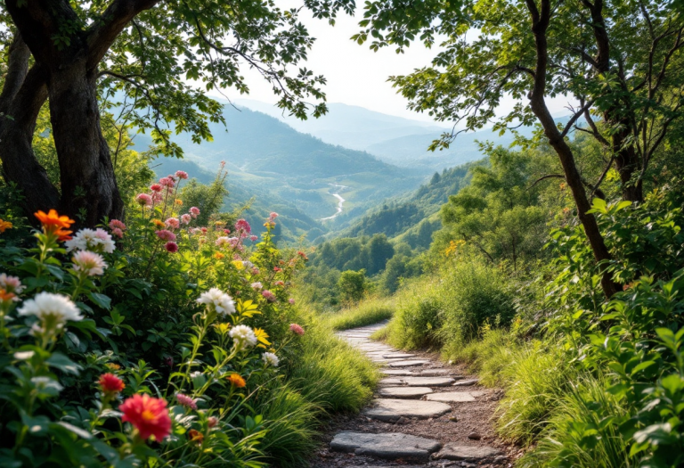 Panorama della Via degli Dei in Toscana durante un trekking