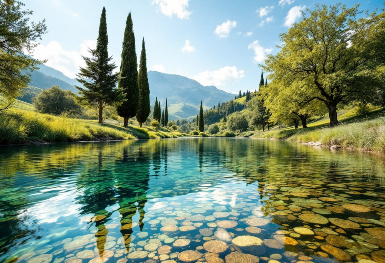 Un'immagine di un lago in Toscana per il wild swimming