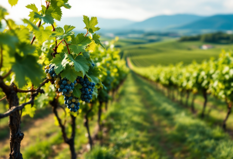 Panorama della Franciacorta con vigneti e colline verdi