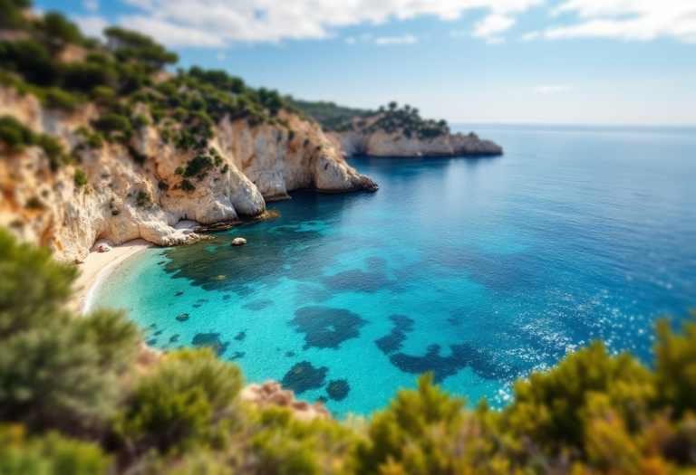 Vista panoramica di Cala Coticcio in Sardegna