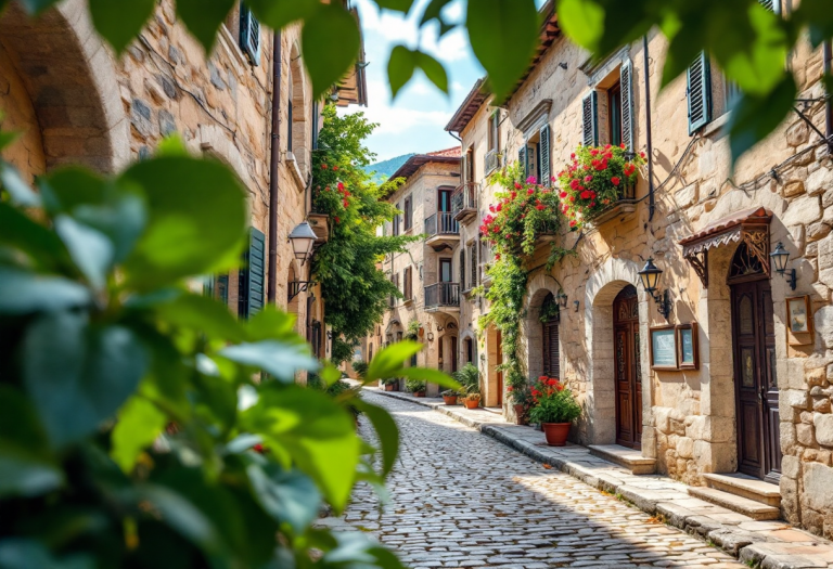 Vista del borgo di Cocullo con serpenti durante la festa