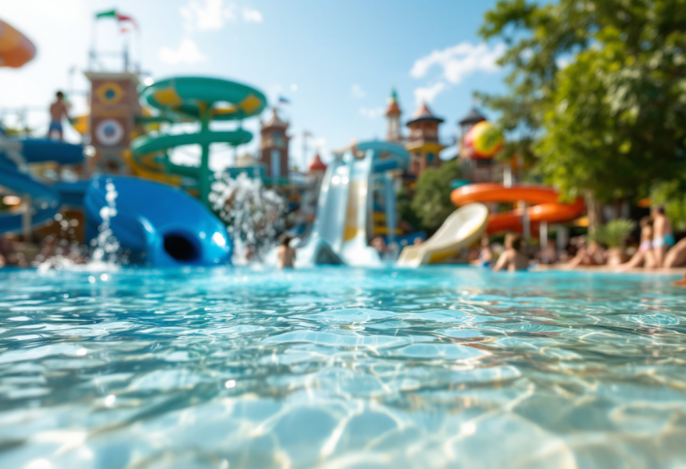 Famiglie si divertono in un parco acquatico italiano nel 2025
