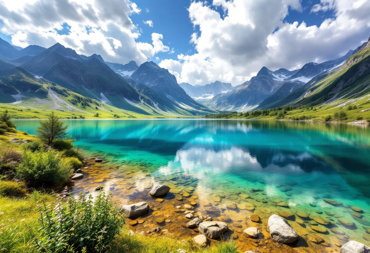 Vista panoramica del lago di Pilato nelle Marche