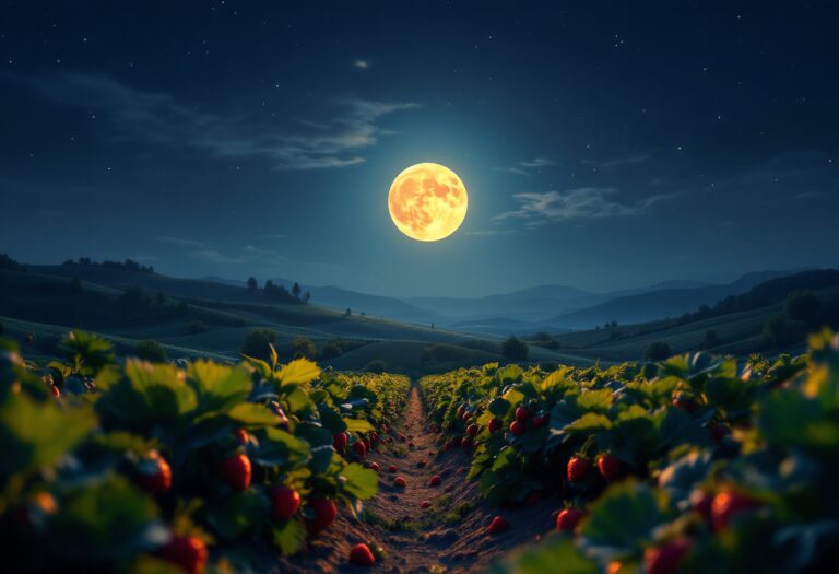 Luna delle fragole che illumina il cielo notturno italiano