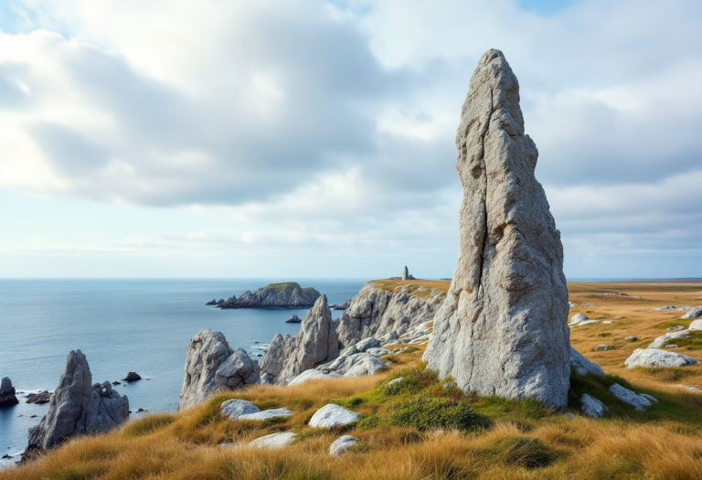 Monoliti raukar di Gotland in un paesaggio suggestivo