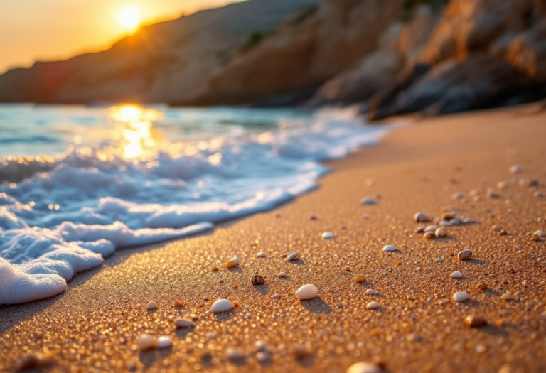 Vista panoramica delle spiagge di Mykonos al tramonto